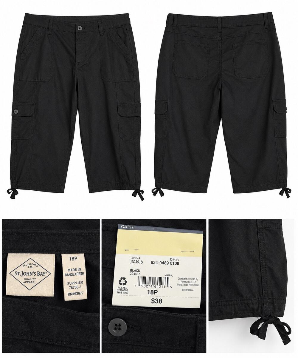 St. John’s Bay Black Cargo Capri Pants – Size 18 Petite